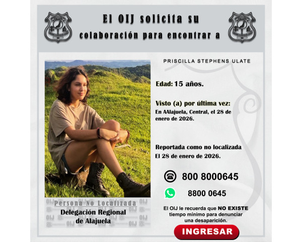 No localizada OIJ Alajuela: Priscilla ...