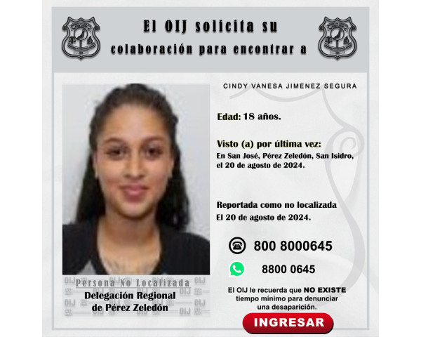 No localizada OIJ Pérez Zeledón: Cindy ...