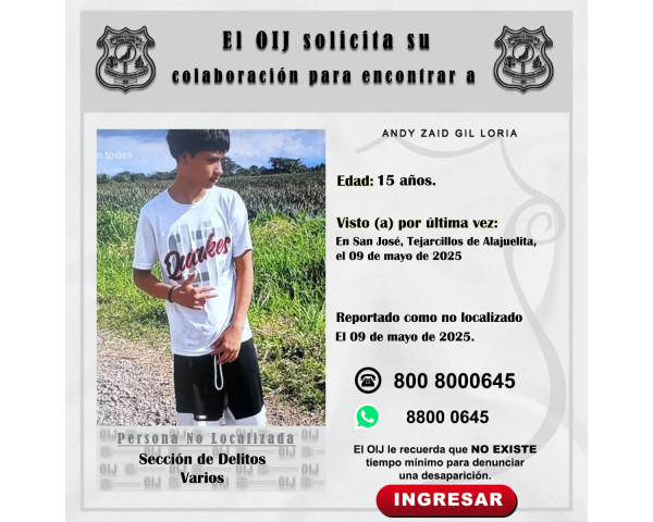 No localizado OIJ San José: Andy Zaid ...