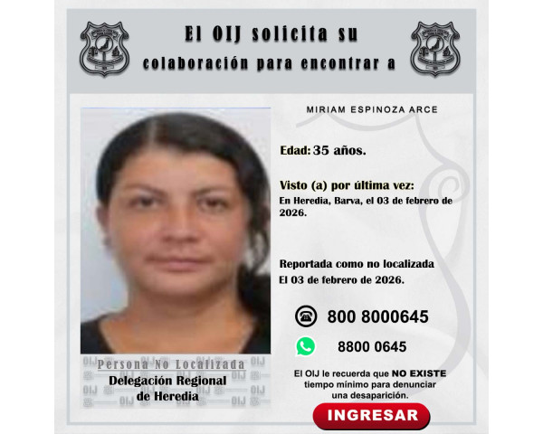 No localizada OIJ Heredia: Miriam ...