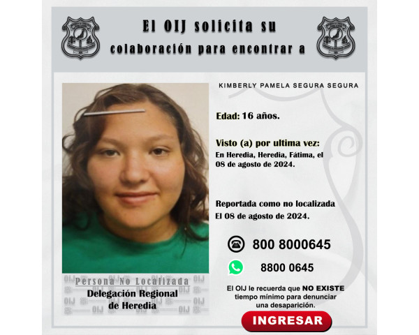 No localizada OIJ Heredia: Kimberly ...