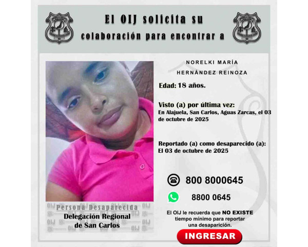 Desaparecida OIJ San Carlos: Norelki ...