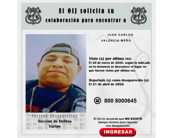 Desaparecido OIJ San José: Juan Carlos ...