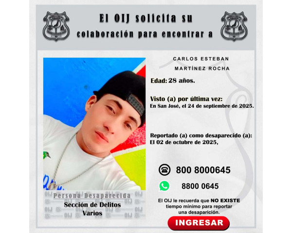Desaparecido OIJ San José: Carlos ...