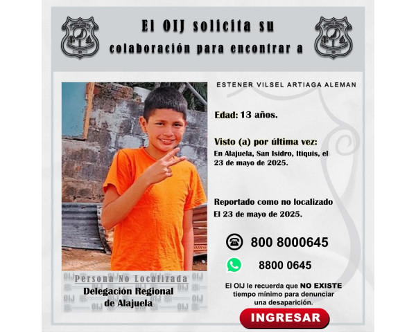 No localizado OIJ Alajuela: Estener ...