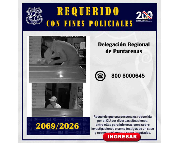 Requerido OIJ Puntarenas: 2069-2026