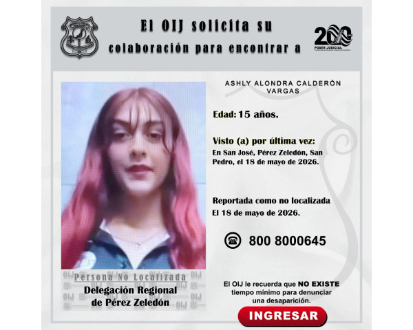 No localizada OIJ Pérez Zeledón: Ashly ...