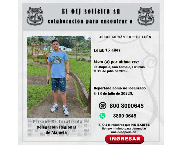 No localizado OIJ Alajuela: Jesús ...