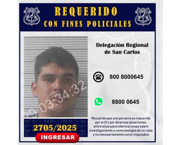 Requerido OIJ San Carlos: 2705-2025