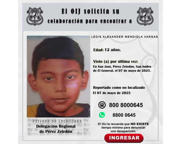 No localizado OIJ Pérez Zeledón: Ledis ...
