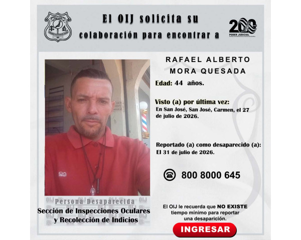 Desaparecido OIJ San José: Rafael ...