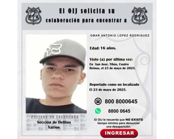 No localizado OIJ San José: Omar ...