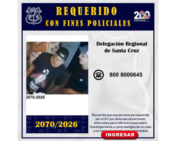 Requeridos OIJ Santa Cruz: 2070-2026