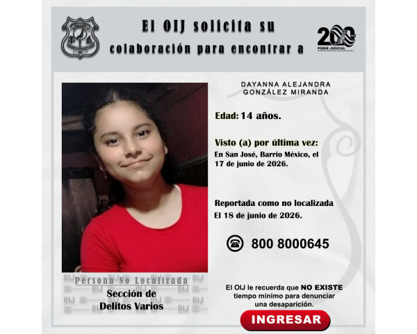 No localizada OIJ San José: Dayanna ...