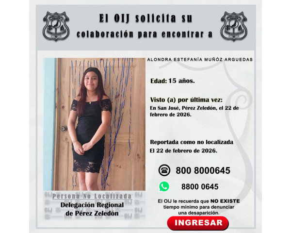 No localizada OIJ: Alondra Estefanía ...