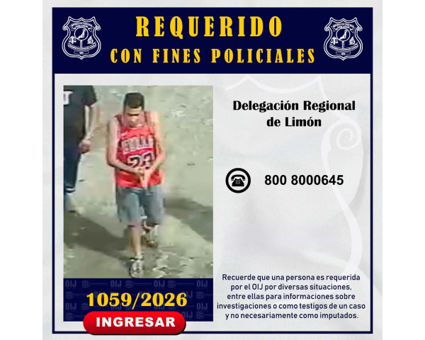 Requerido OIJ Limón: 1059-2026