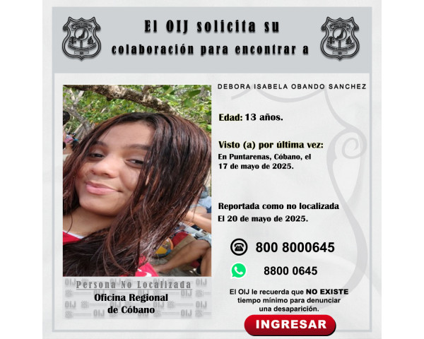 No localizada OIJ Cóbano: Debora ...