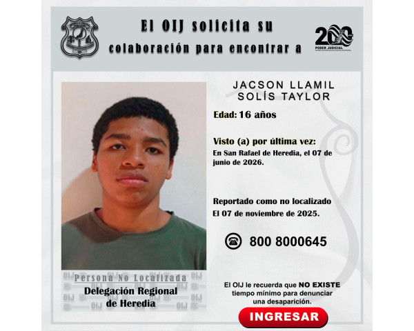No localizada OIJ Heredia: Jacson ...