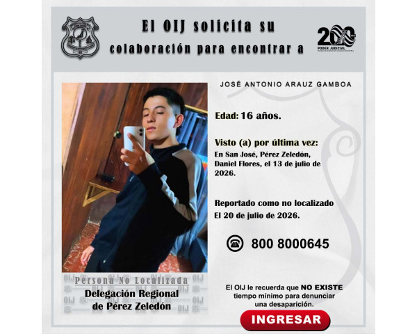 No localizado OIJ Pérez Zeledón: José ...