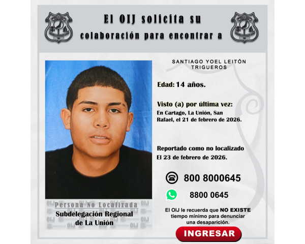 No localizado OIJ La Unión: Santiago ...