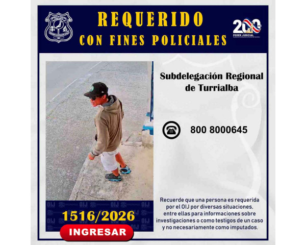Requerido OIJ Turrialba: 1516-2026