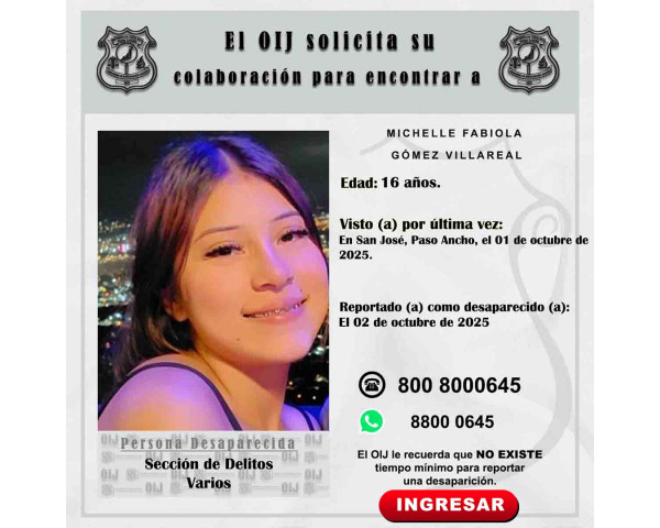 Desaparecida OIJ San José: Michelle ...