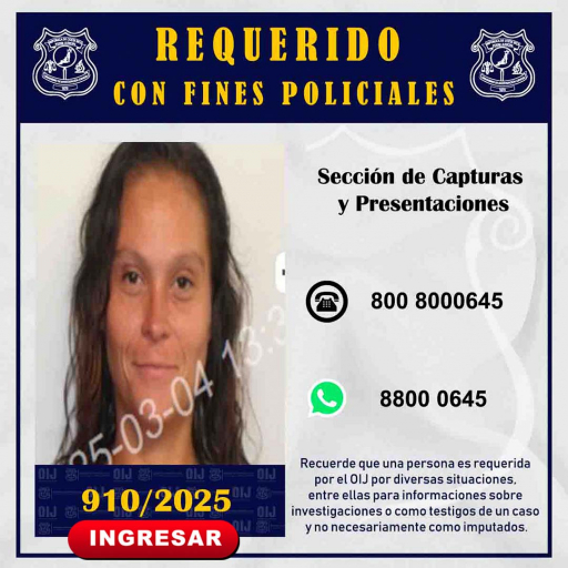 Requerida OIJ San José: 910-2025