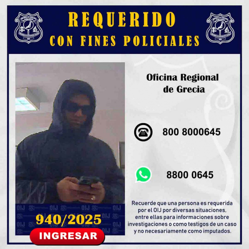 Requerido OIJ Grecia: 940-2025