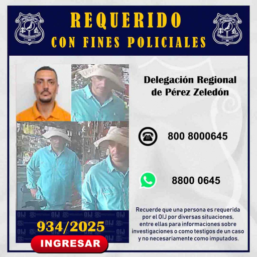 Requerido OIJ Pérez Zeledón: 934-2025