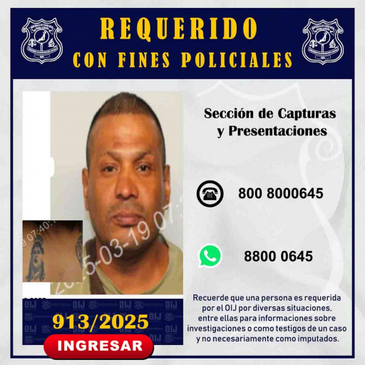 Requerido OIJ San José: 913-2025
