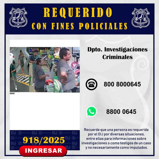 Requerido OIJ San José: 918-2025