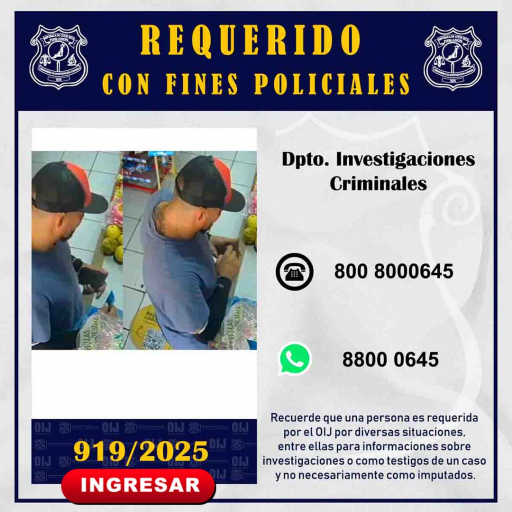 Requerido OIJ San José: 919-2025