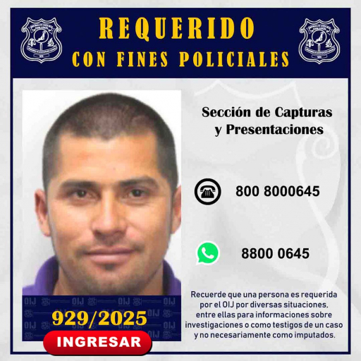 Requerido OIJ San José: 929-2025
