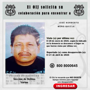 Desaparecido OIJ San José: José Norberto Mero Quijije