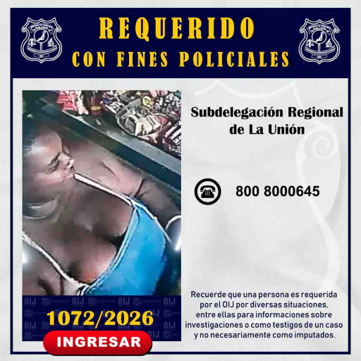 Requerida OIJ La Unión: 1072-2026