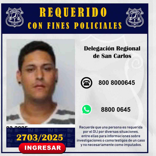 Requerido OIJ San Carlos: 2703-2025