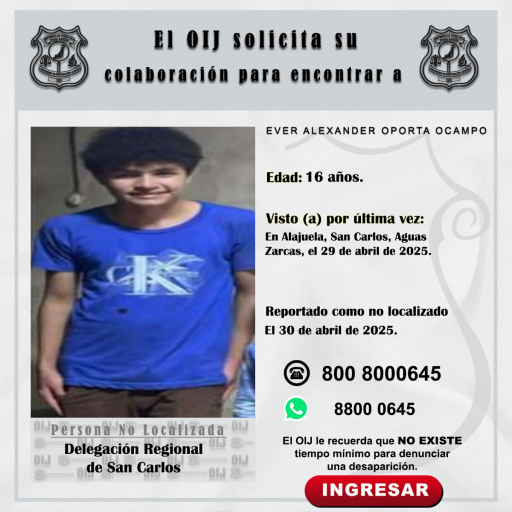 No localizado San Carlos: Ever Alexander Oporta Ocampo