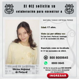 No localizada OIJ Puriscal: Mayara Yanad Ortega Pérez