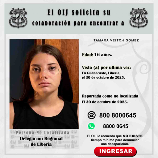No localizada OIJ Liberia: Tamara Veitch Gómez