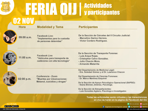 Feria OIJ - Martes 02 de Noviembre - Actividades y Participantes