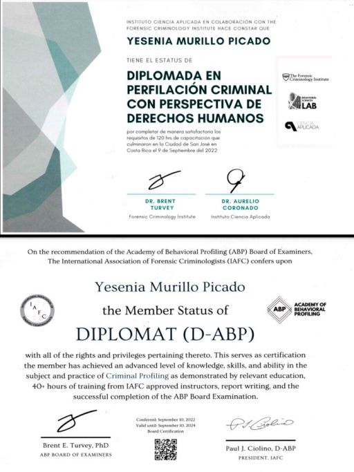 Certificación en Perfilación Criminal con perspectiva de género y el uso del método de Análisis de la Evidencia Conductual (BEA por sus siglas en inglés)