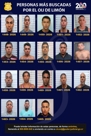 Estas personas figuran como las más buscadas por el OIJ de Limón.