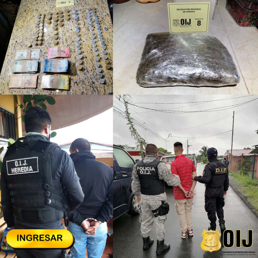 OIJ Heredia, Cartago y Sarapiquí detienen a sospechosos de vender droga