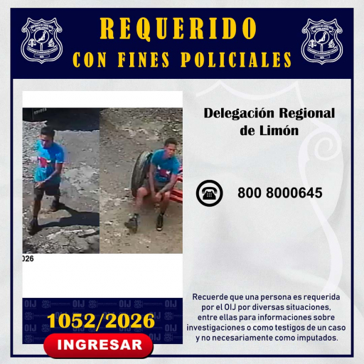 Requerido OIJ Limón: 1052-2026