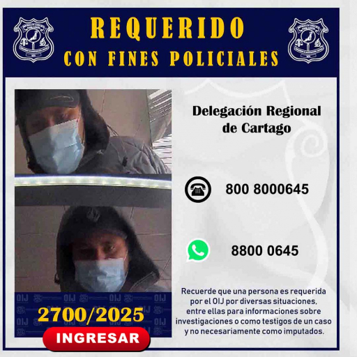 Requerido OIJ Cartago: 2700-2025