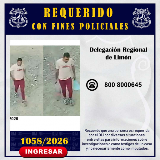 Requerido OIJ Limón: 1058-2026