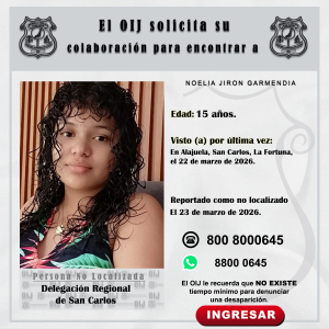 No localizada OIJ San Carlos: Noelia Jirón Garmendia