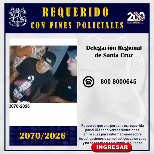 Requeridos OIJ Santa Cruz: 2070-2026