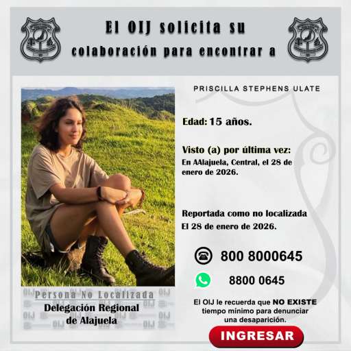 No localizada OIJ Alajuela: Priscilla Stephens Ulate