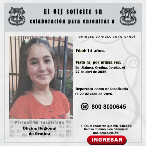 No localizada OIJ Orotina: Crisbel Daniela Soto Sandí
